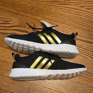 Adidas Black and Gold Stipes Athletic Shoes Size 10 NEW